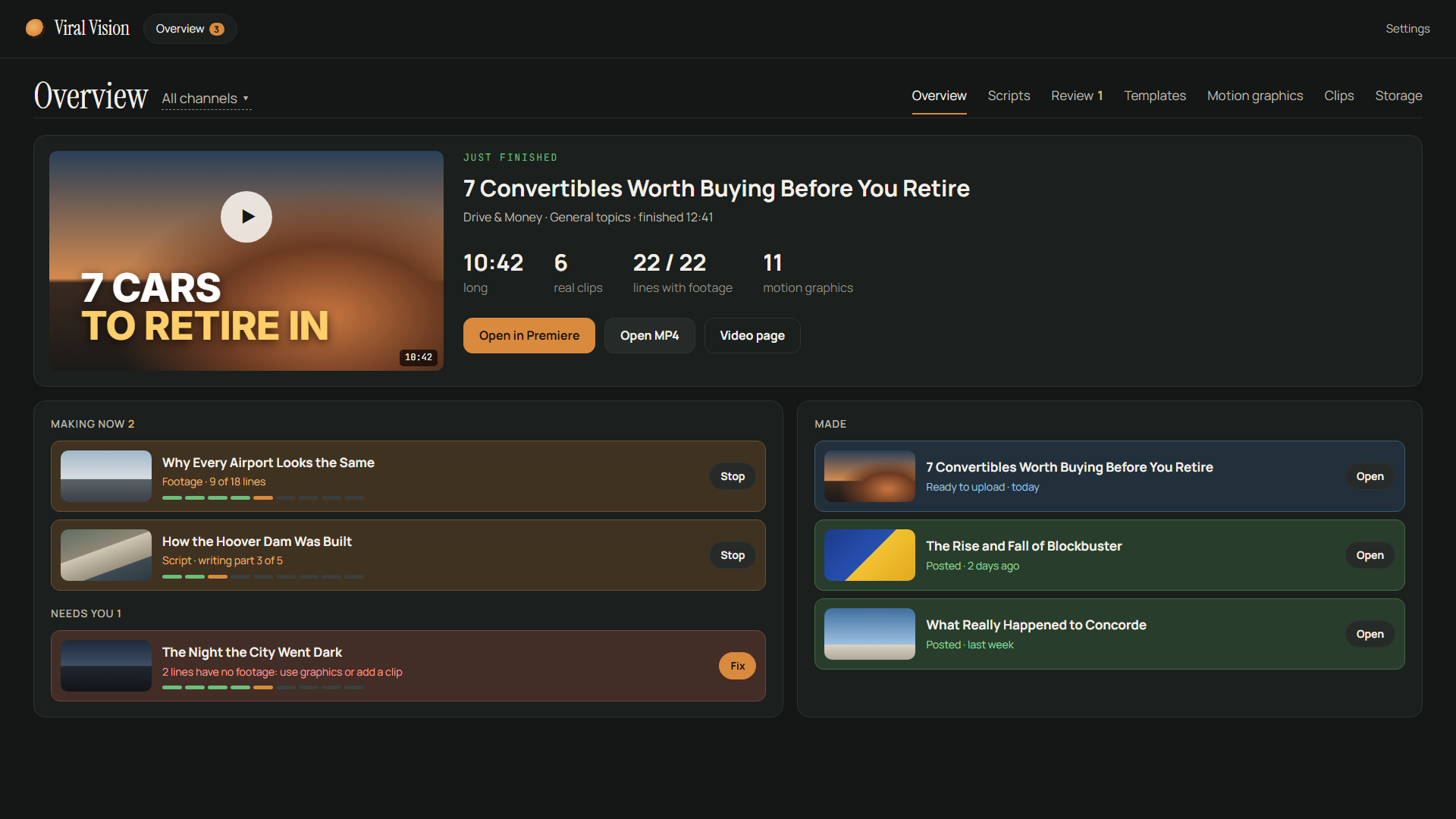 Overview page