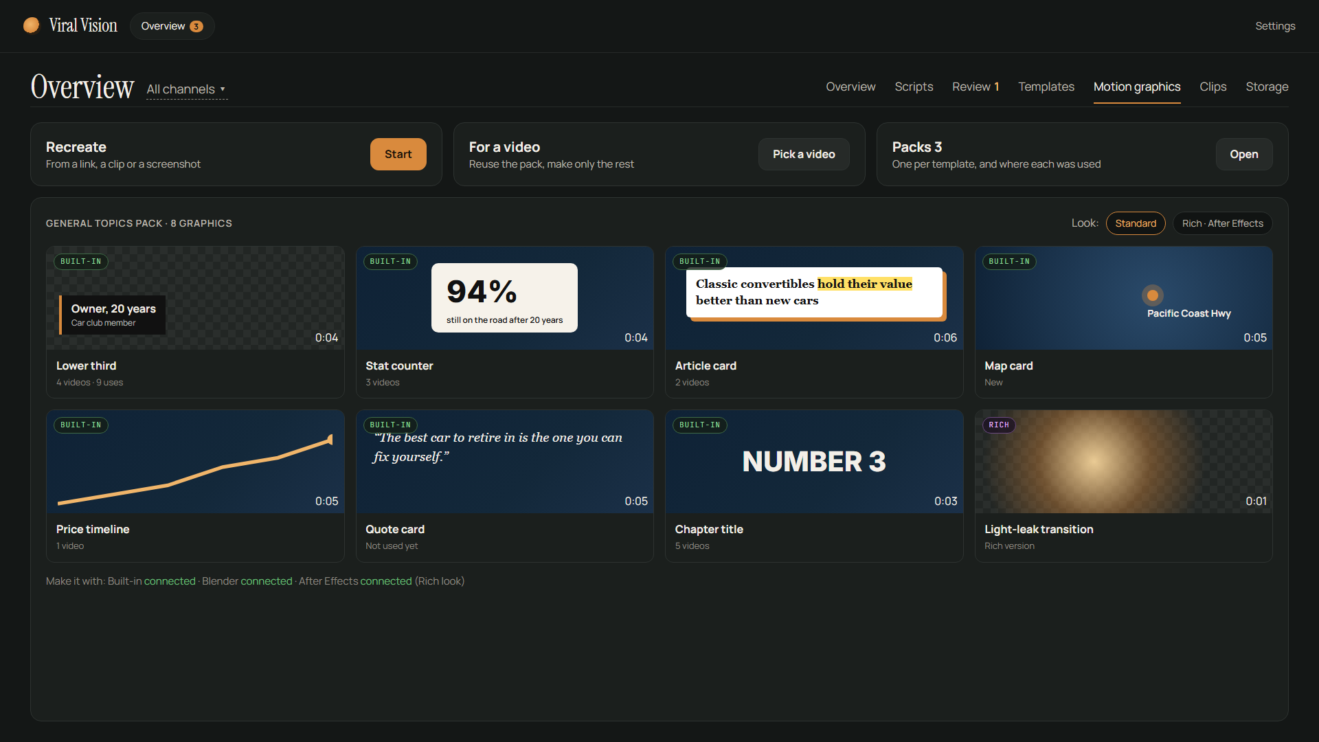 Motion graphics page